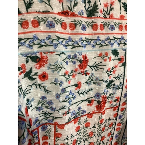 LETINEKE sz 6 floral flutter sleeve Swiss dot button down blouse top shirt - Picture 4 of 6